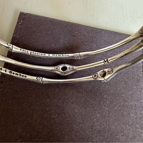 New John Hardy Sterling Silver 3 Bamboo Bangles. Medium With Smoky Topaz. - Picture 3 of 4